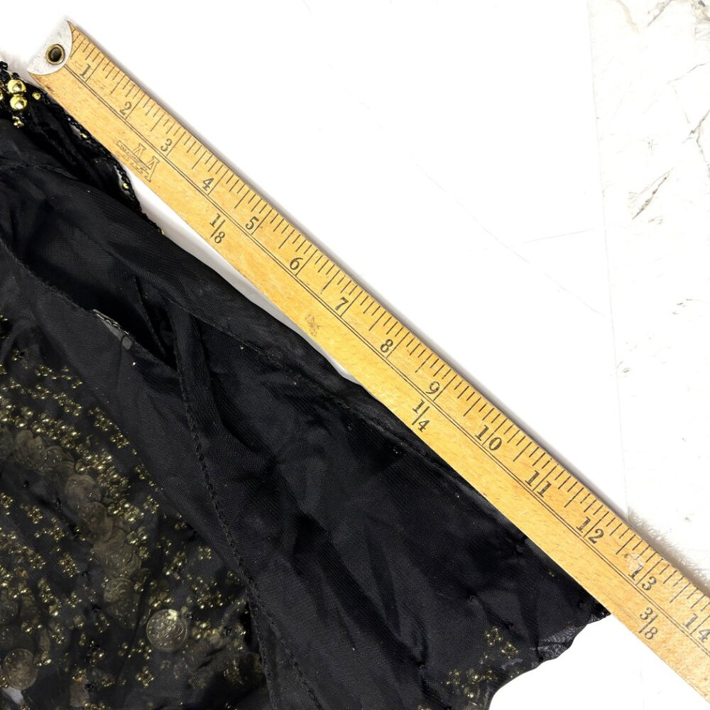 Black Belly Dance Hip Scarf with Three rows of Gold Coins - Picture 10 of 10